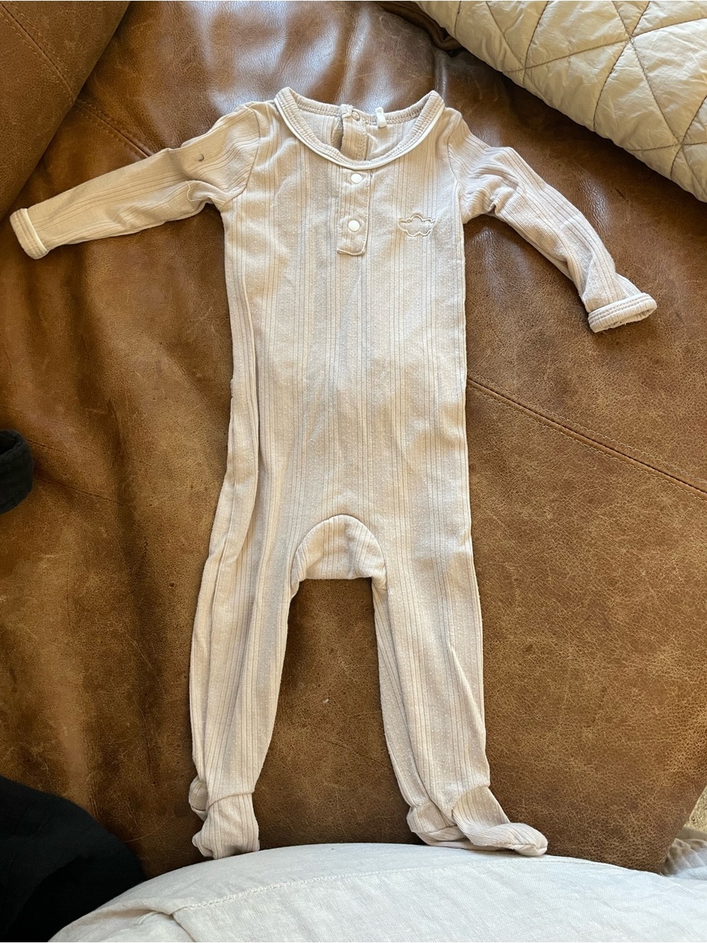 Pouf Baby Cream Ribbed Footed One-Piece